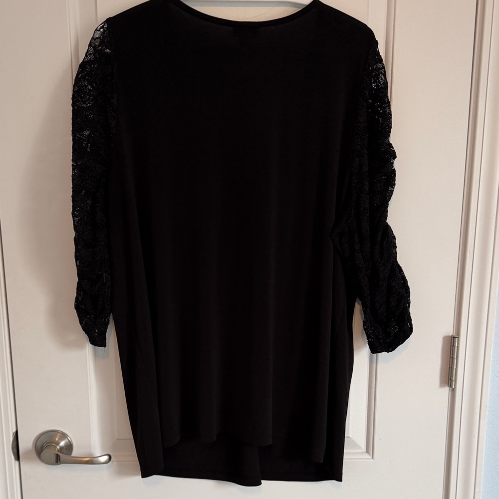 Torrid Black V-Neck Top with Lace Sleeves - Picture 3 of 3